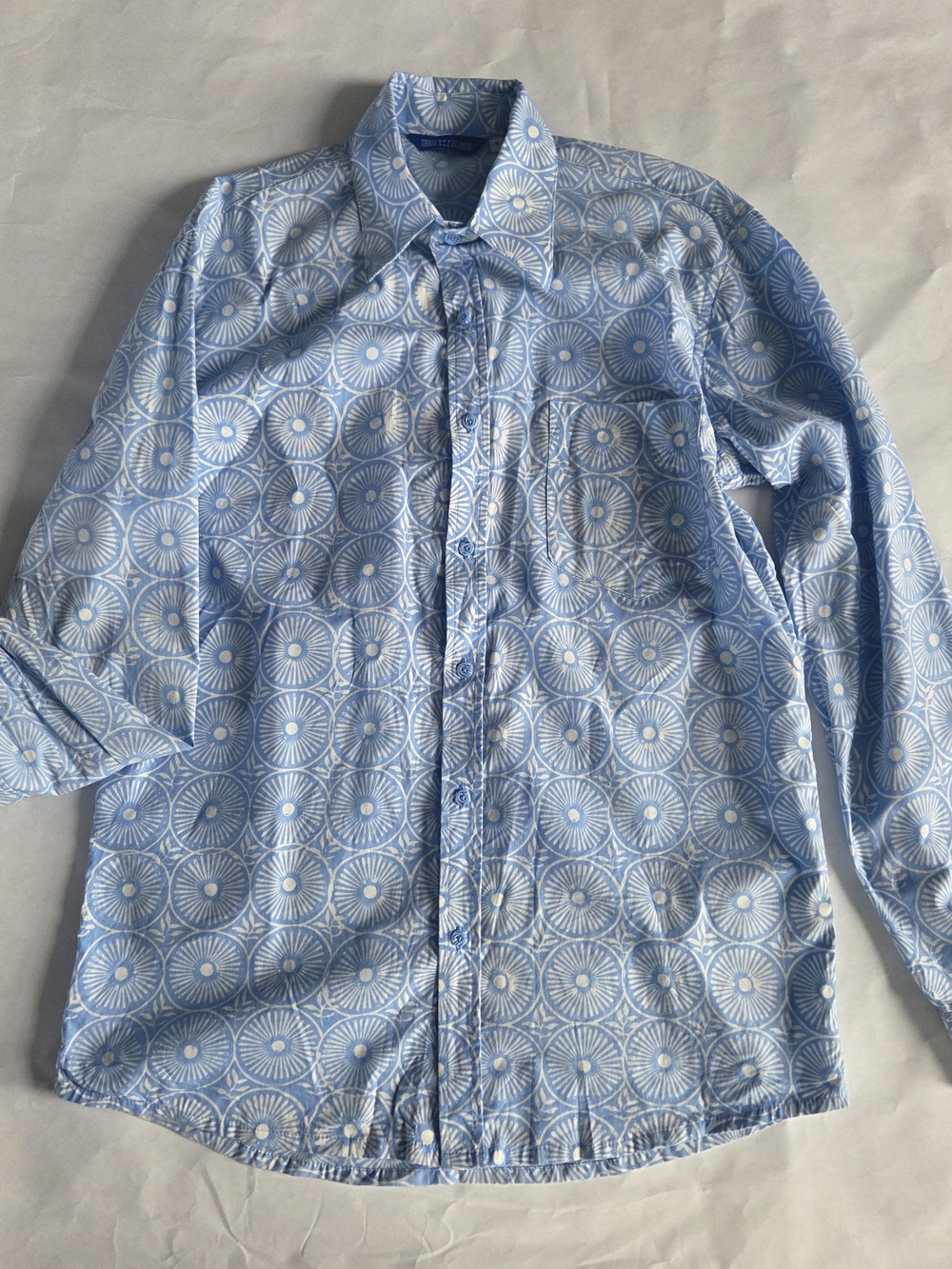 Mens Light Blue Circular Pattern Shirt